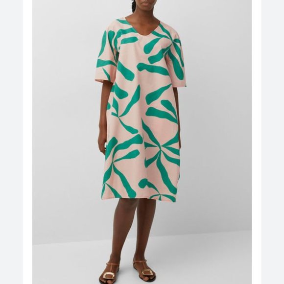 Marimekko Agnete Floretti Peach and Green Midi Dress - Picture 1 of 14